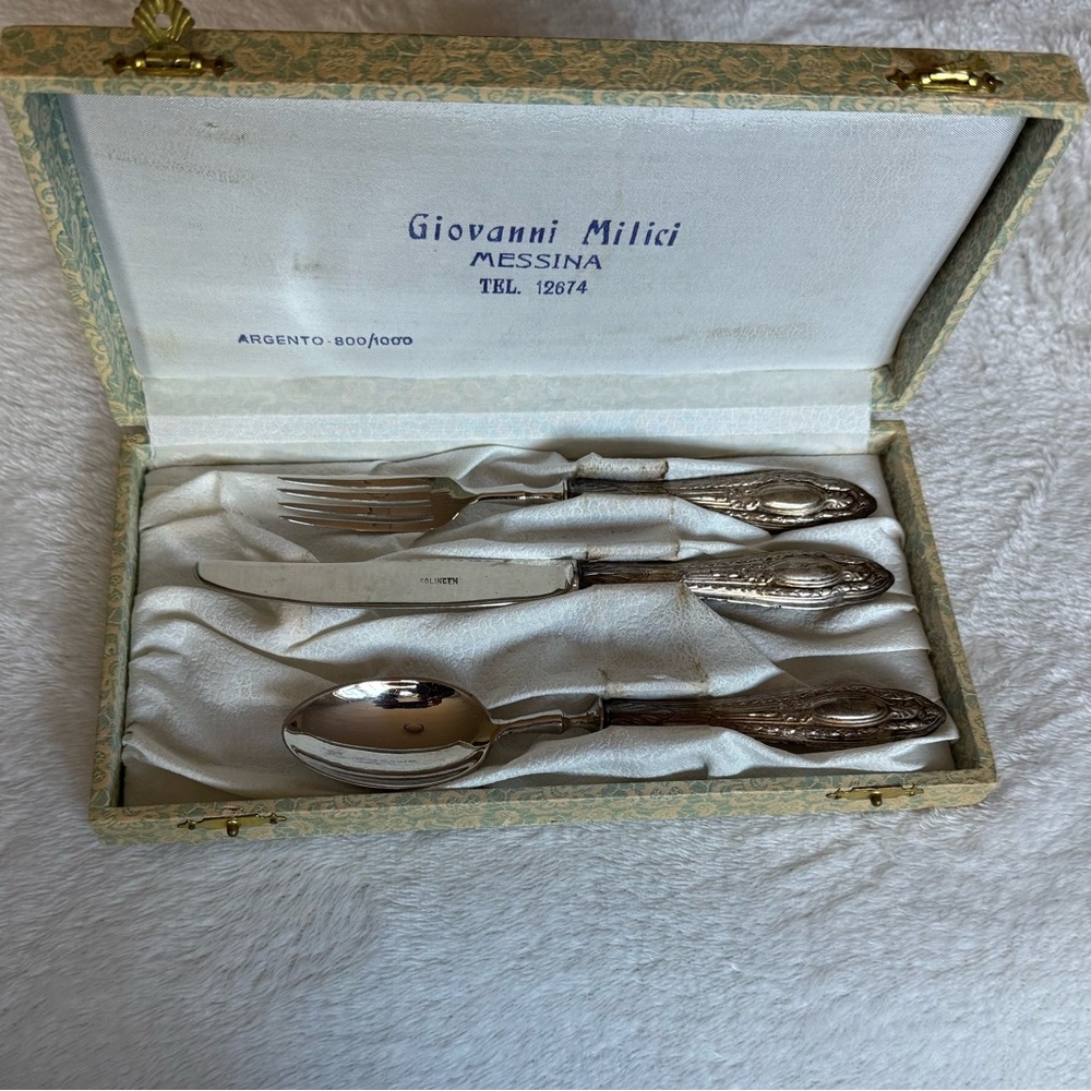 Vintage Giovanni Milici Silverware Set 800/1000 Silver
